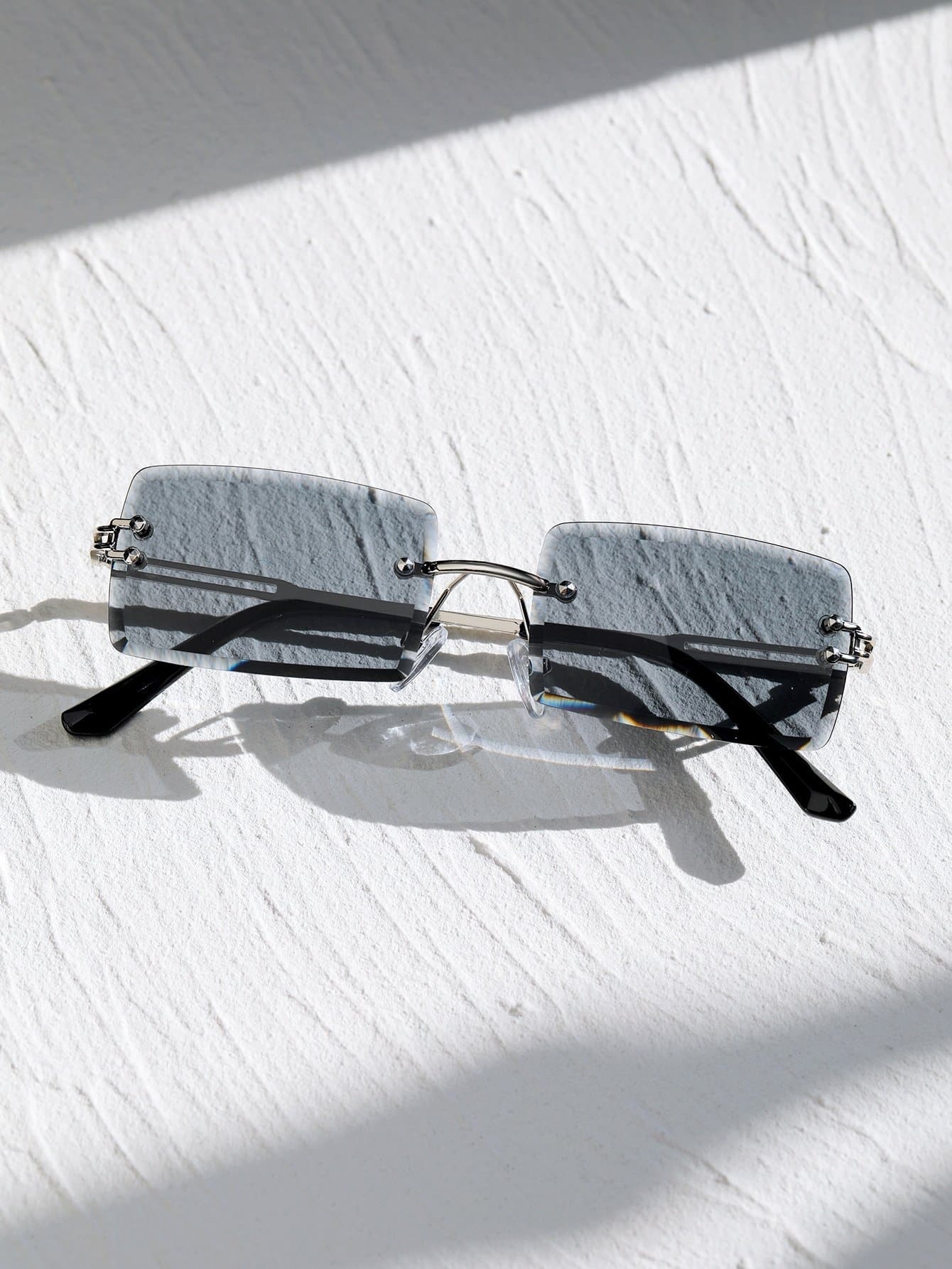 Square Rimless Metal Sunglasses