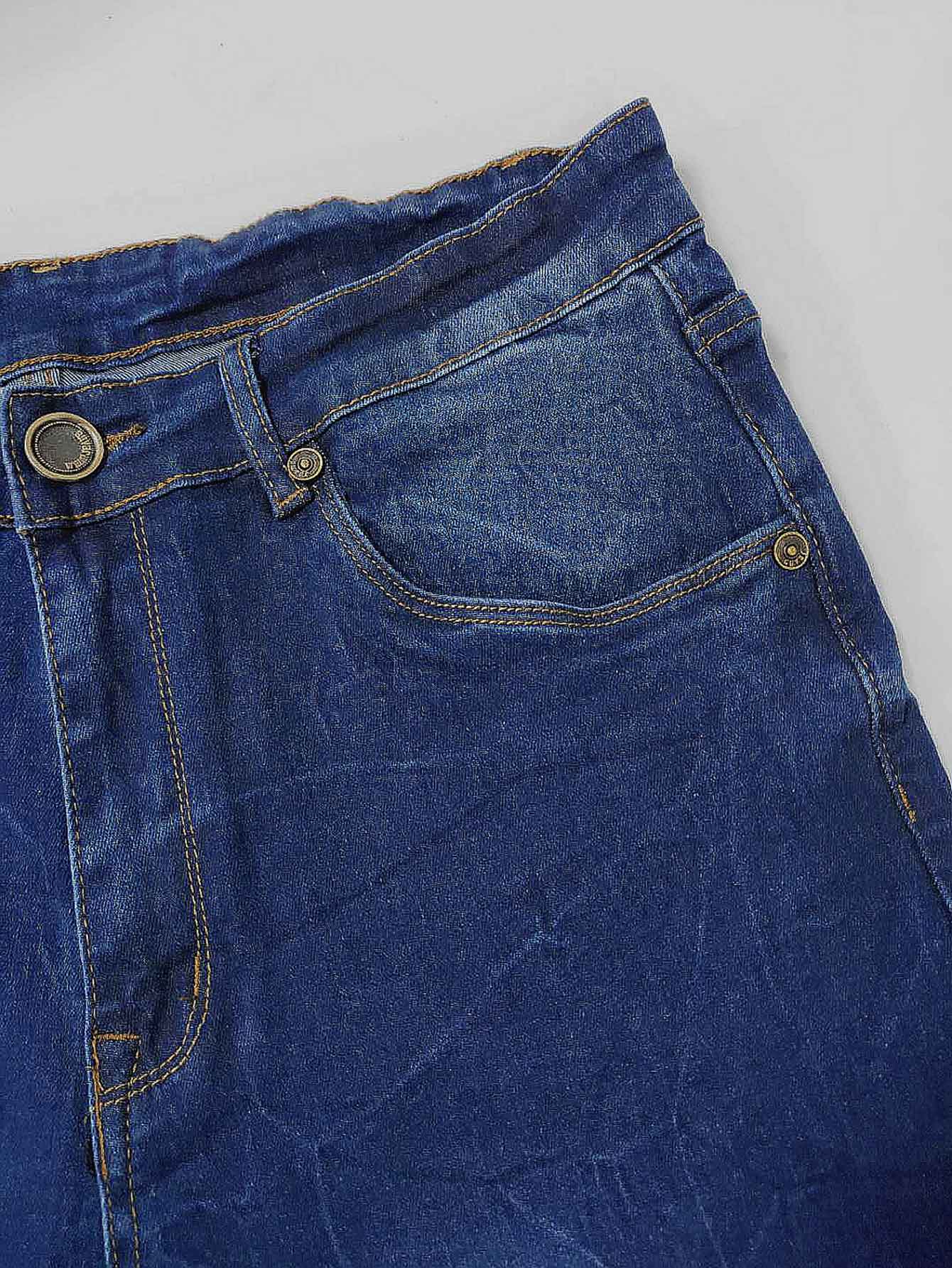 Ripped Dark Washed Zipper Denim Jeans