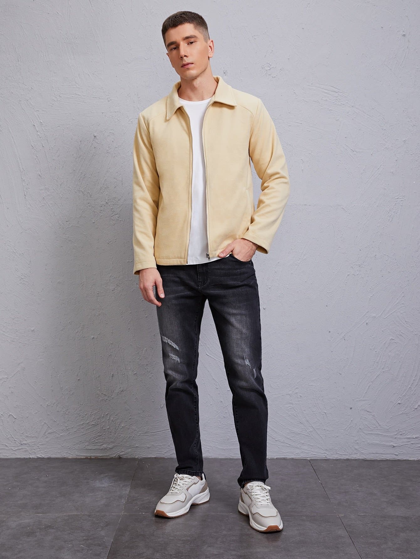 Long Sleeve Solid Zip Up Overcoat