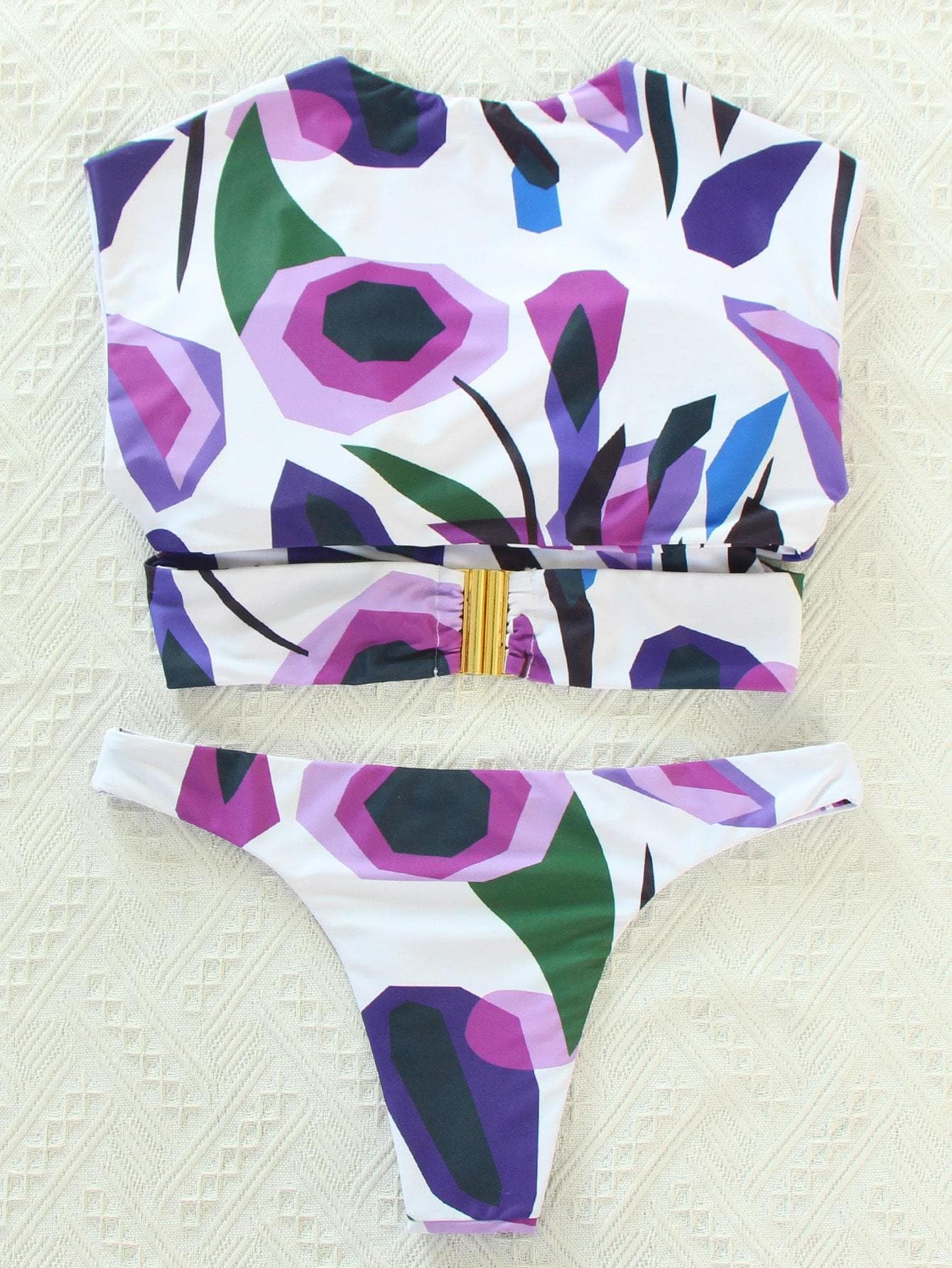 Allover Graphic Criss Cross Wrap High Cut Bikini Swimsuit