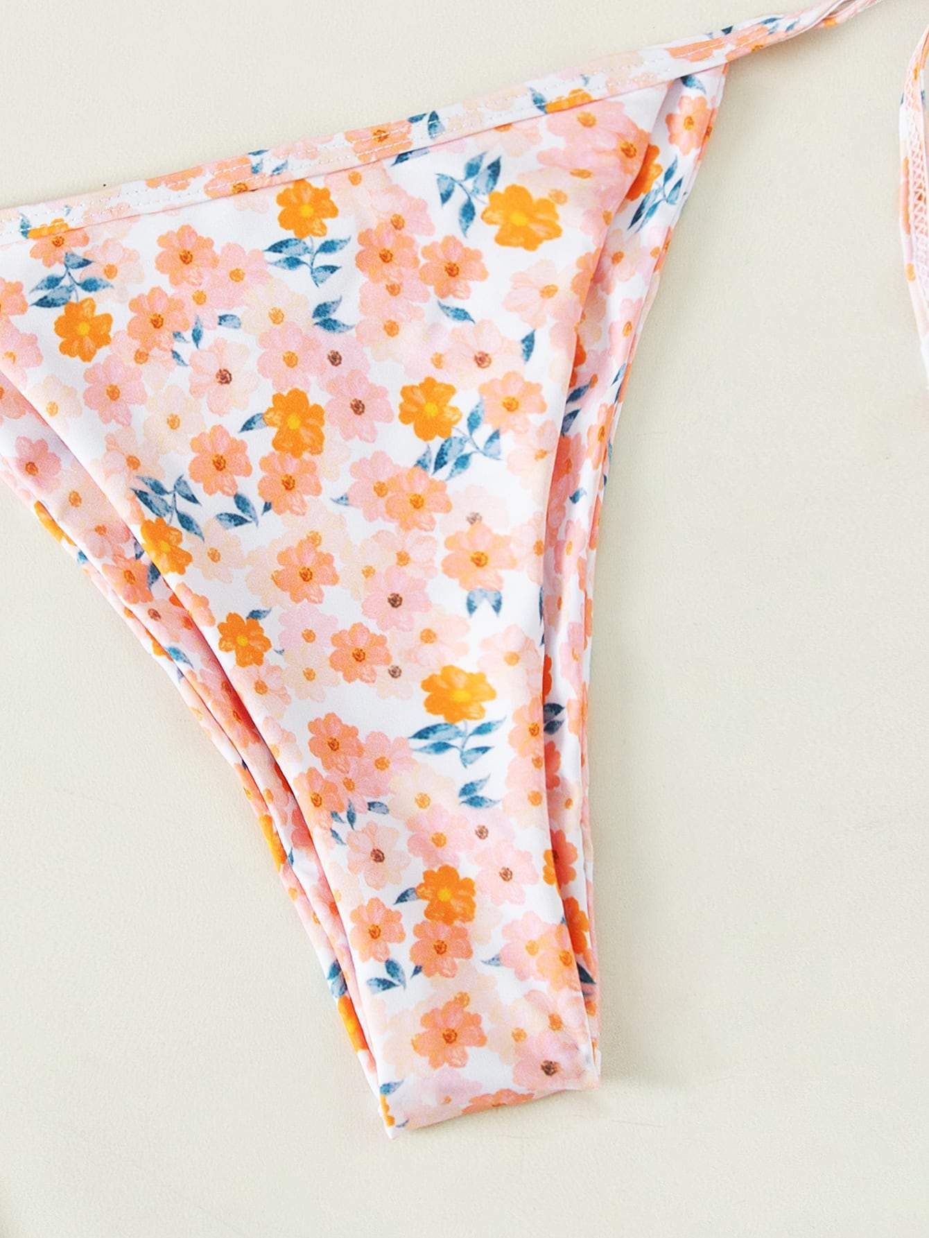 Random Ditsy Floral Bandeau Ruched Bikini Swimsuit