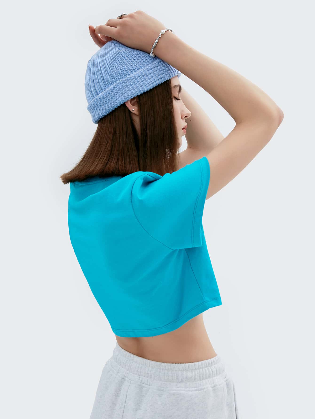 Round Neck Short Sleeve Letter Graphic Crop Top