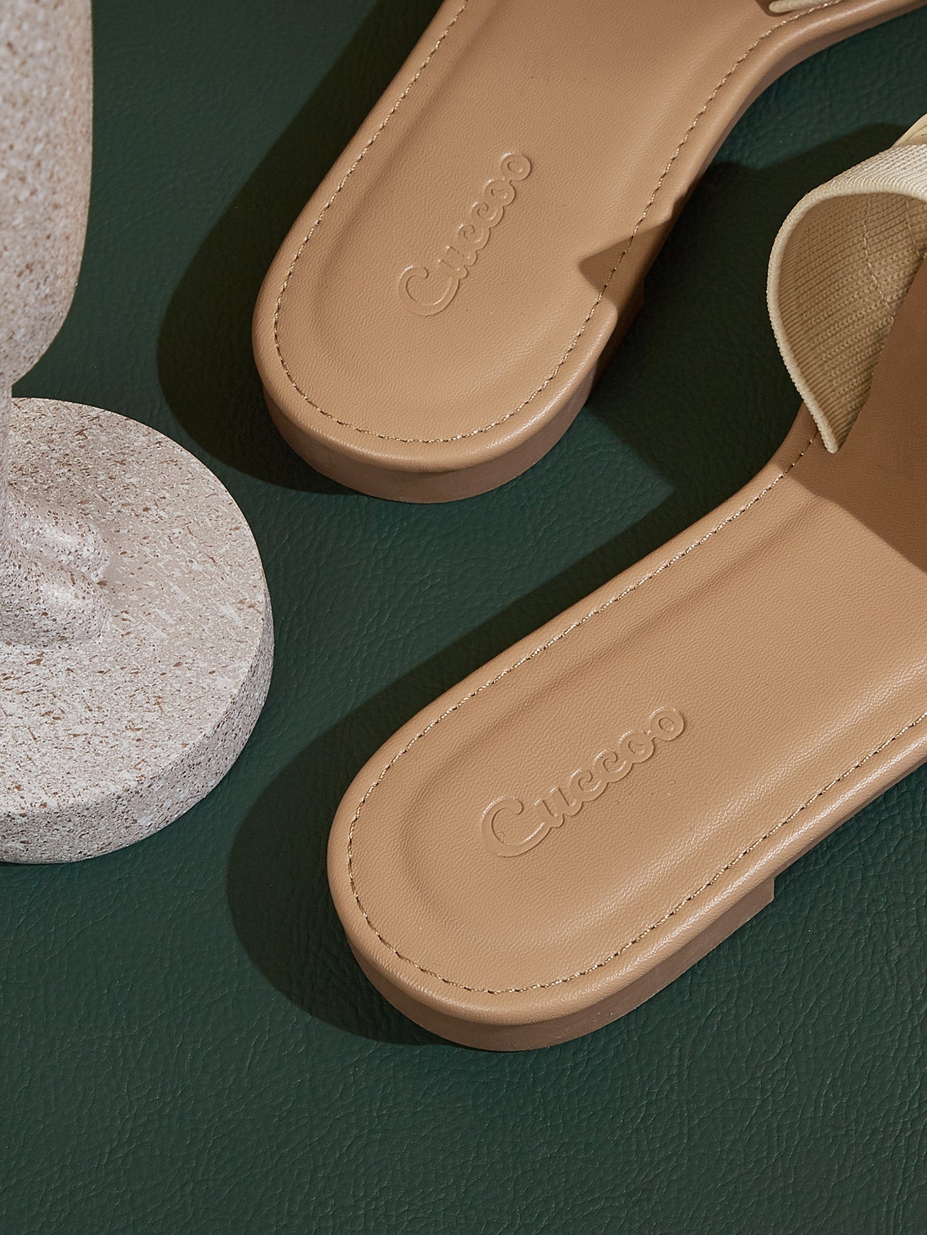 PU Leather Chain Decor Slide Sandals