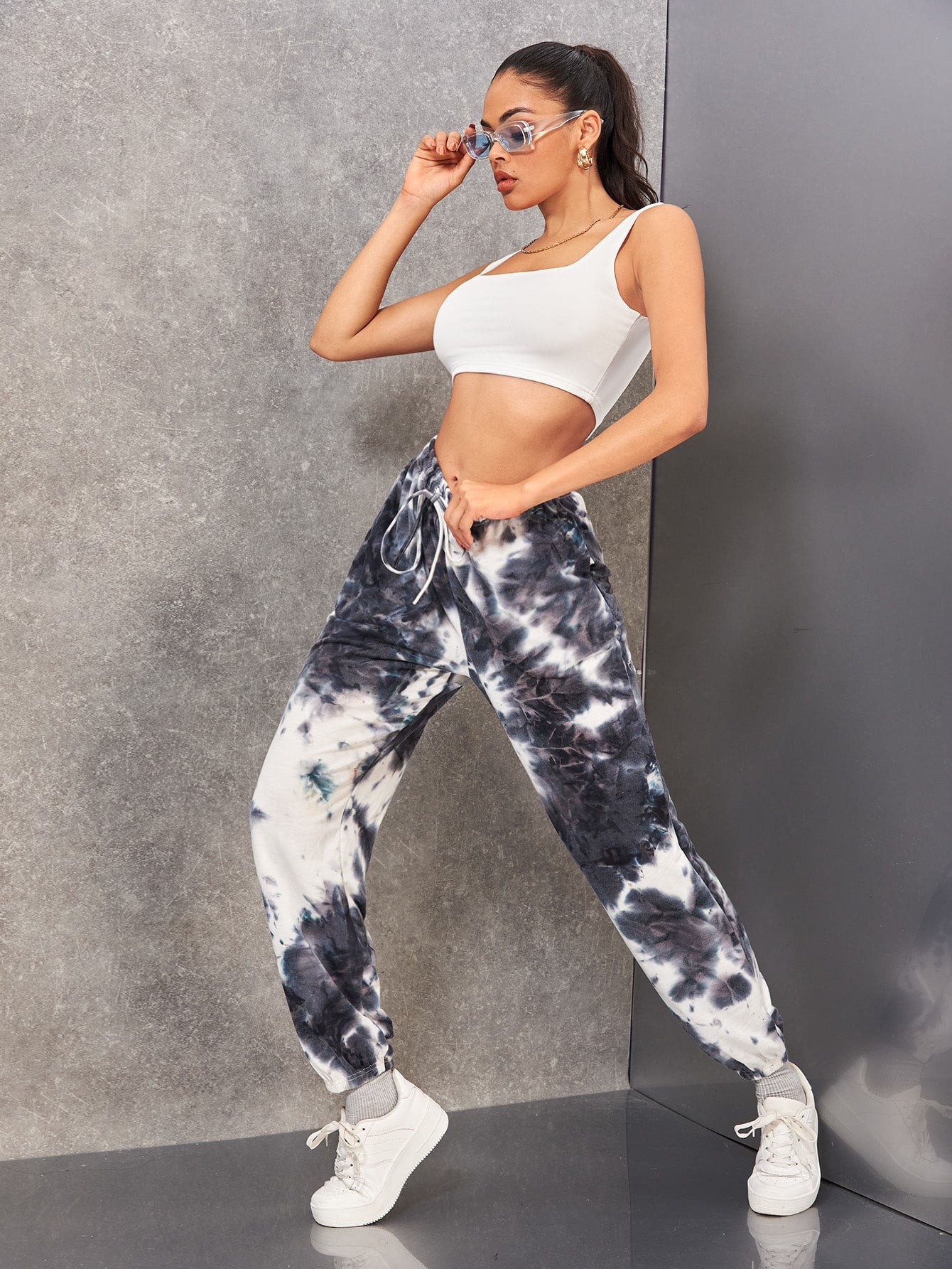 Tie Dye Drawstring Waist Joggers