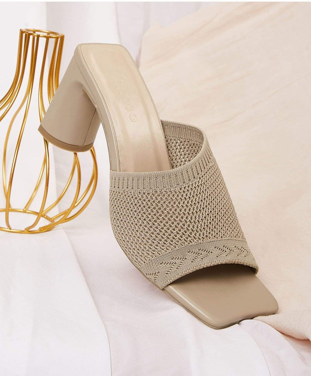 Minimalist Knit Chunky Heeled Mules