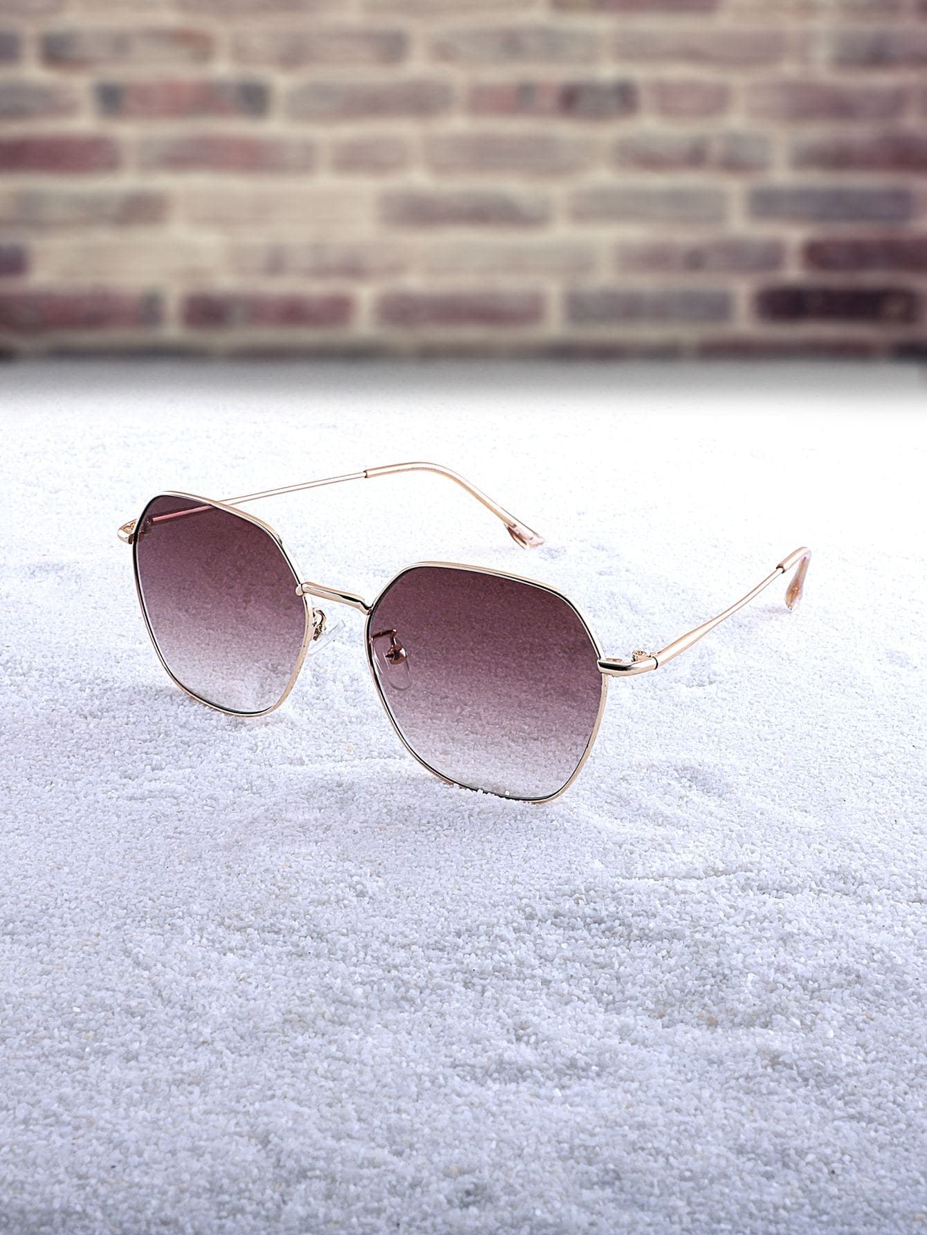 Brown Tinted Geometric Lens Sunglasses