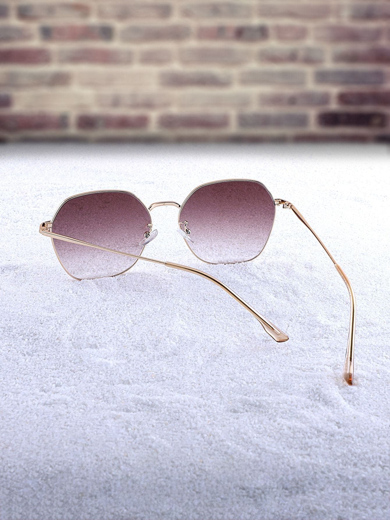 Brown Tinted Geometric Lens Sunglasses
