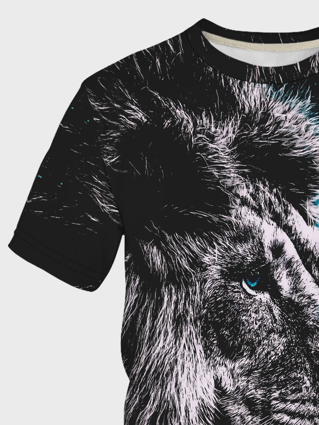 Round Neck 3D Lion Print T-Shirts