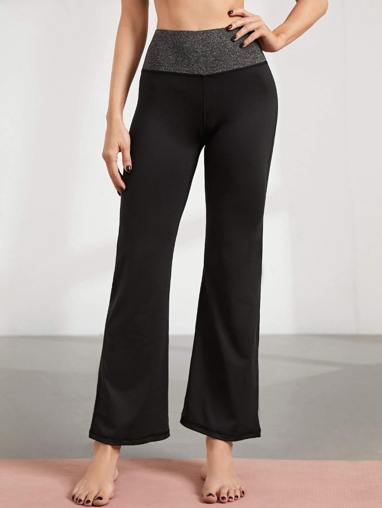 Black High Stretch Flare Leg Sports Pants