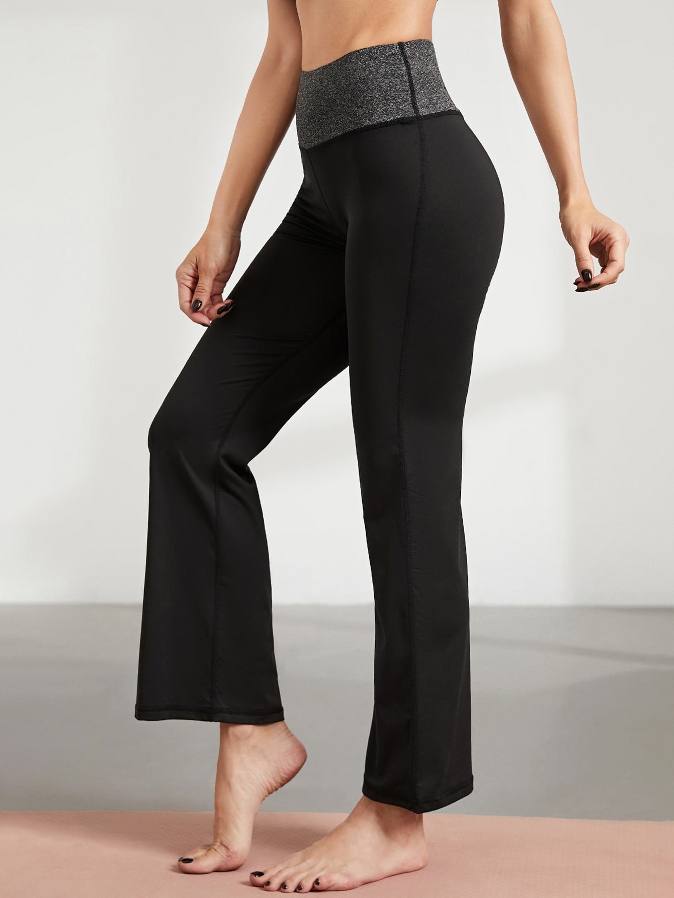 Black High Stretch Flare Leg Sports Pants