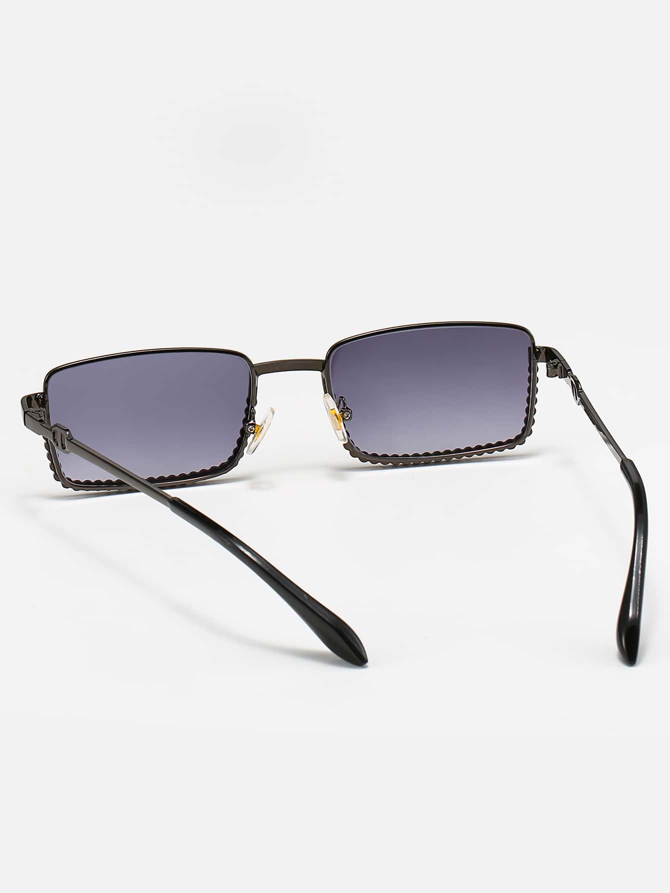 Rhinestone Decor Square Metal Frame UV Protected Sunglasses