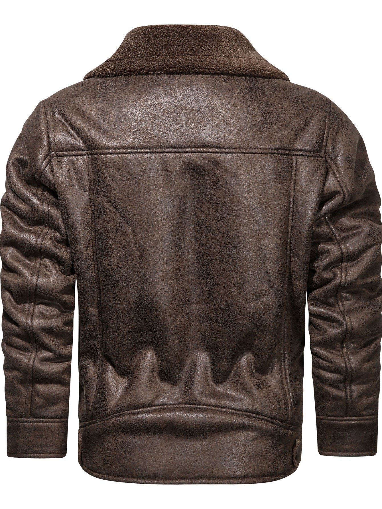 Brown Teddy Lined Zip Up Suede Coat