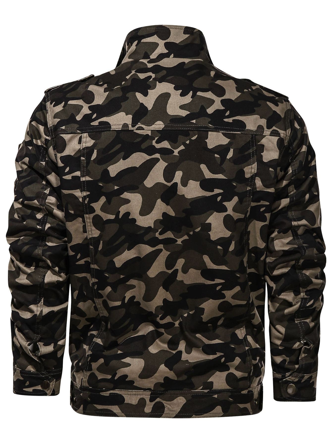 Camo Print Patch Detail Flap Pocket Jacket