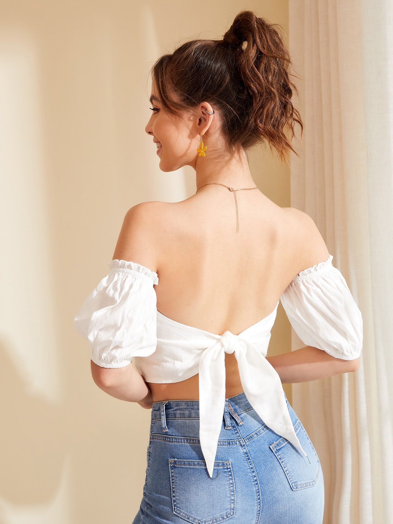 Shoulder Blouse Tube Top With Off The Shoulder Sleeves Women Top