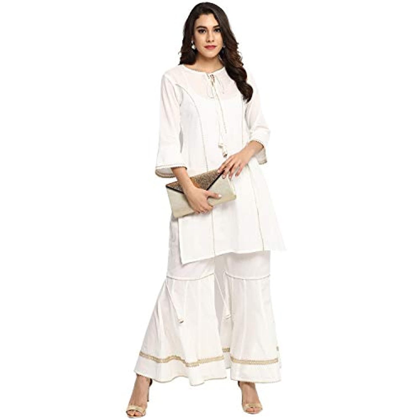 White A Line Salwar Suit Set by Bhama Couture