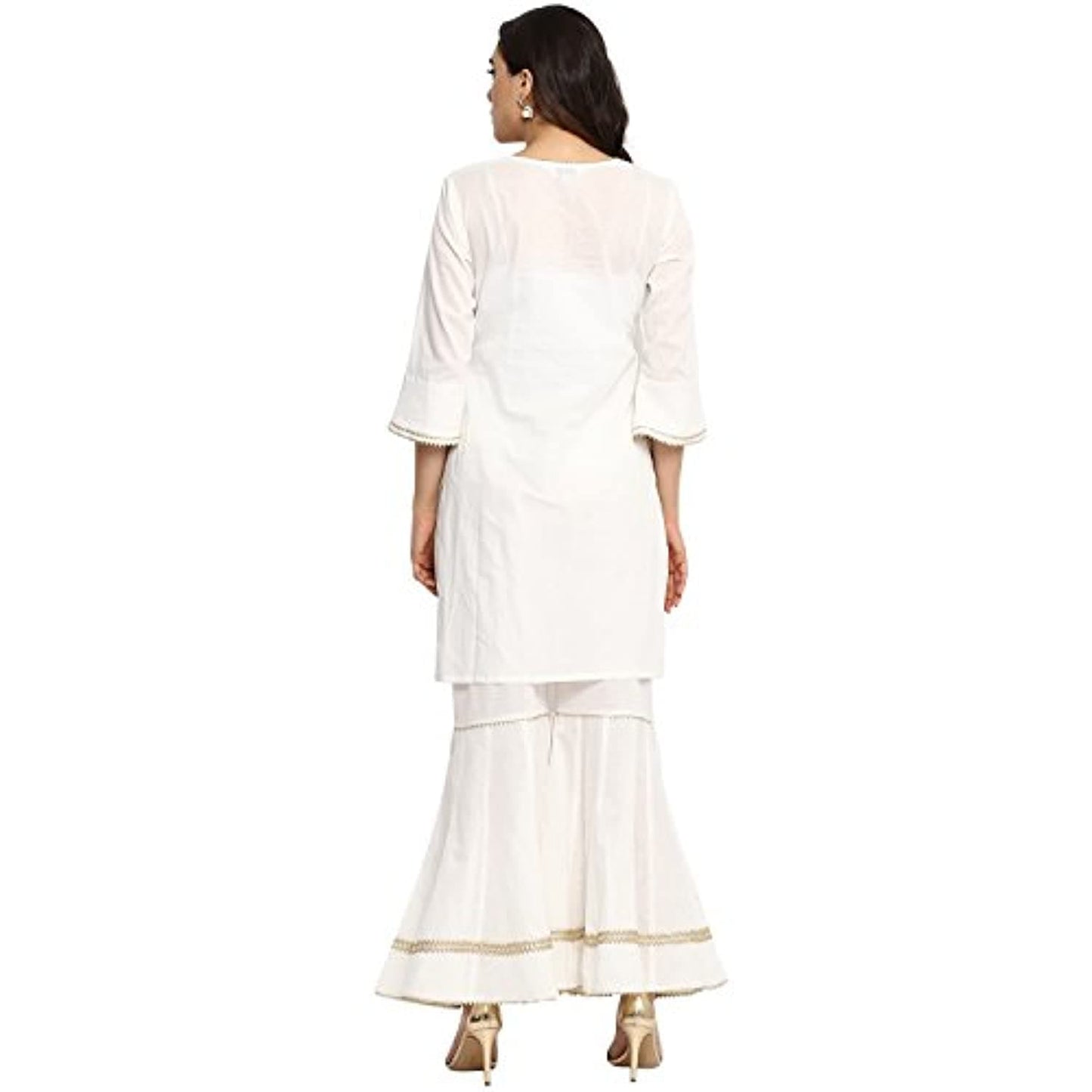 White A Line Salwar Suit Set by Bhama Couture