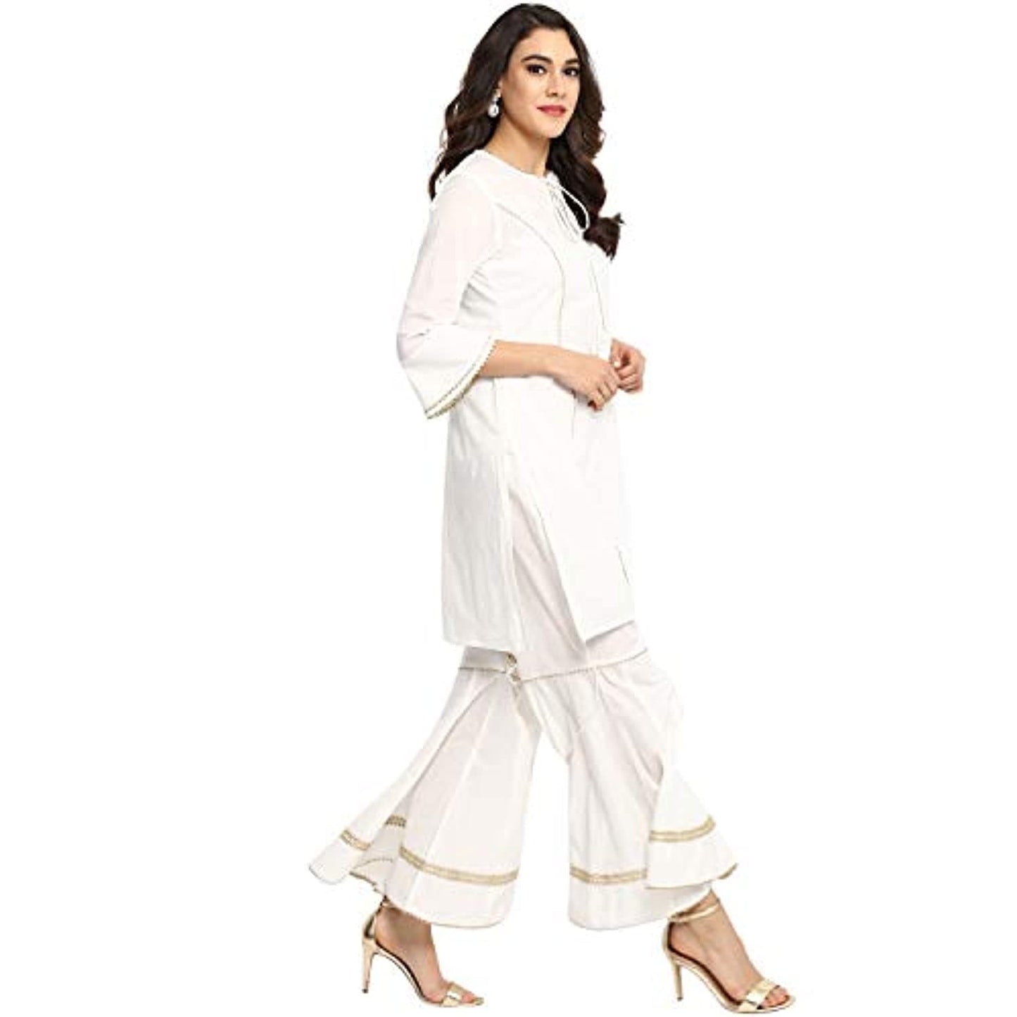 White A Line Salwar Suit Set by Bhama Couture
