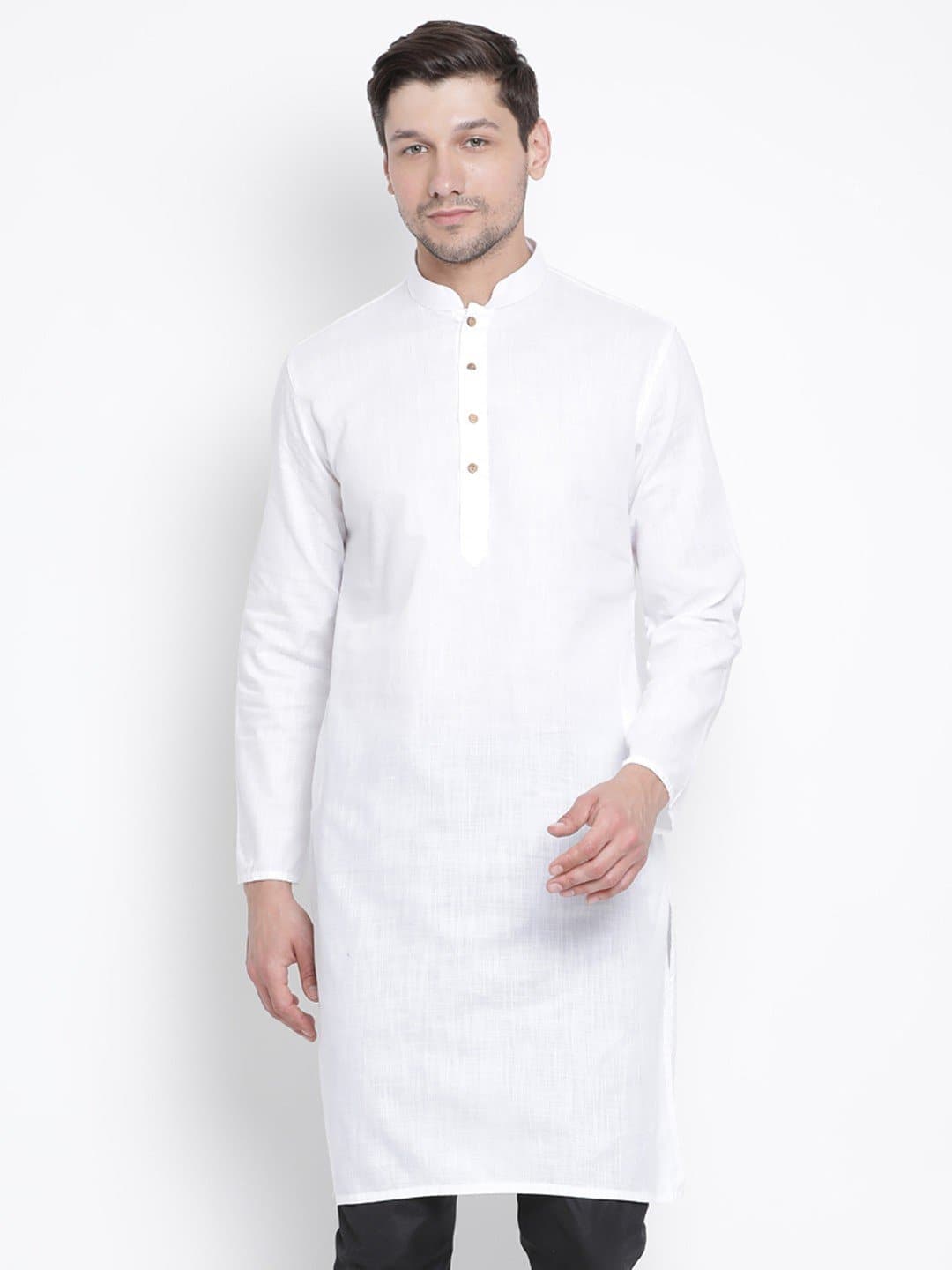 Mandarin Collar Knee Length Solid Straight Kurta