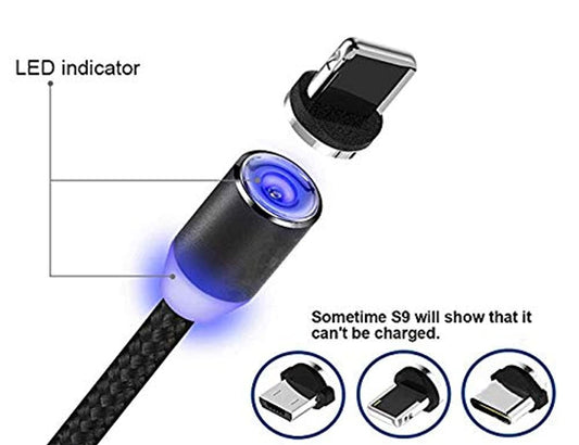 Magnetic USB Multi 3-in-1 Cable Charger with LED