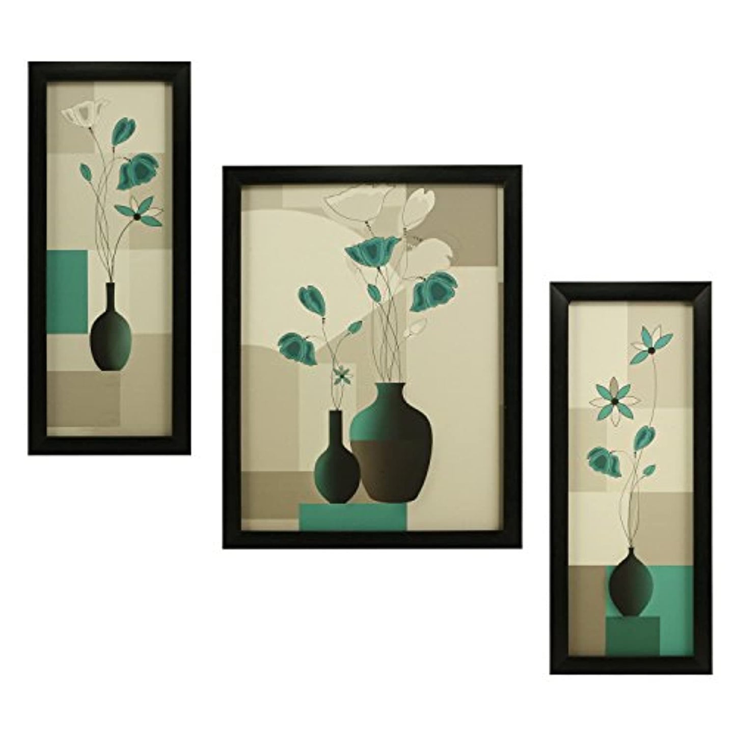 3 Pc Set of Floral Paintings Without Glass