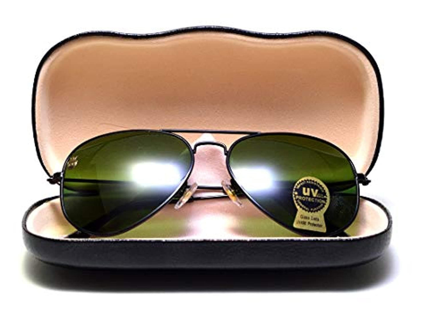 La Victorie Aviator UV Protected Unisex Black Frame Light Green Sunglasses