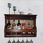 Wooden Wall Hanging Design Bar Solid Wood Make Wine Storage Cabinet with Glass Hanging Space-Teak Finish