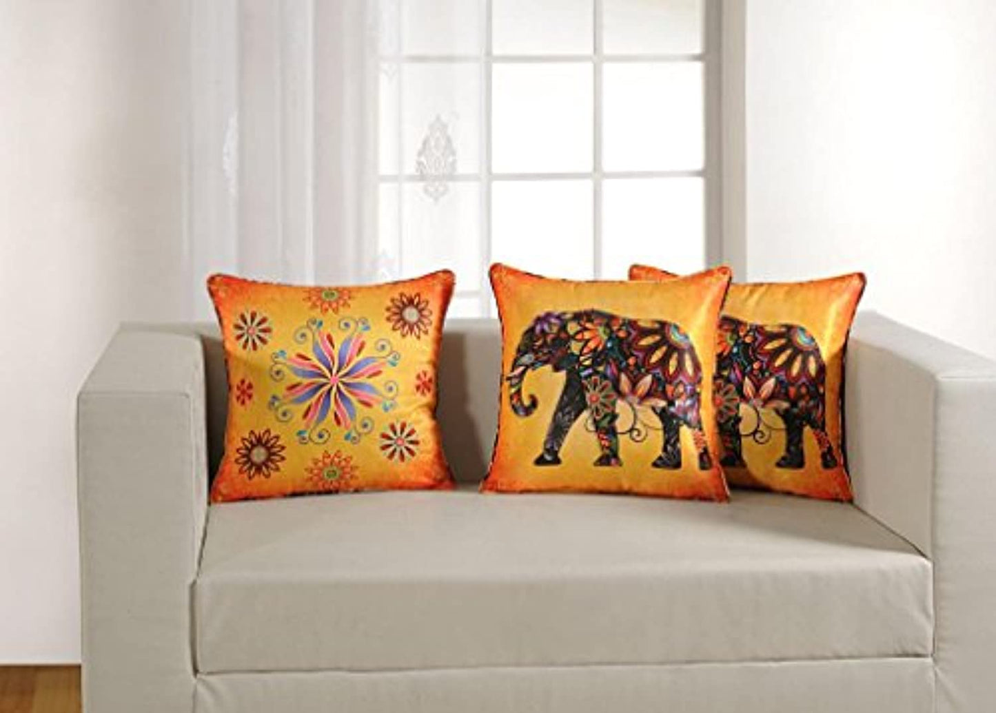 Printed Vibrant Color 5 Piece Cushion Cover Set - 16"x16", Multicolor