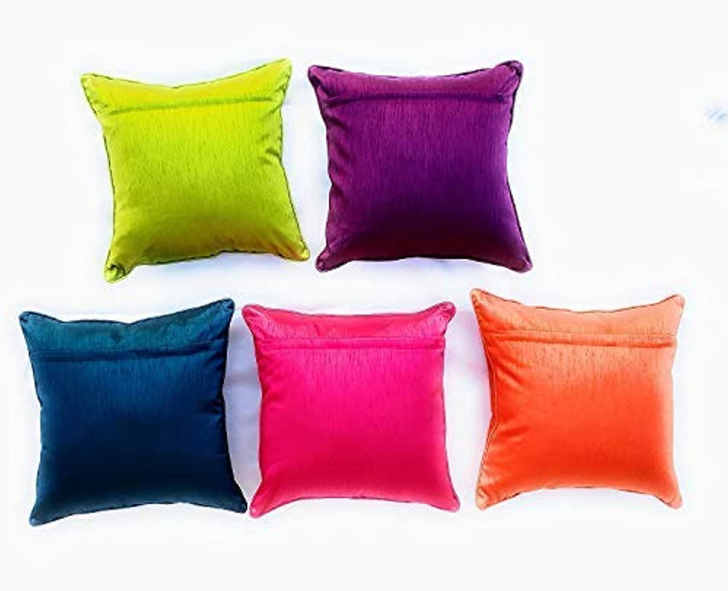 Silk Decorative Quilted Cushion Cover 16x16, 12x12 inch - Set of 5