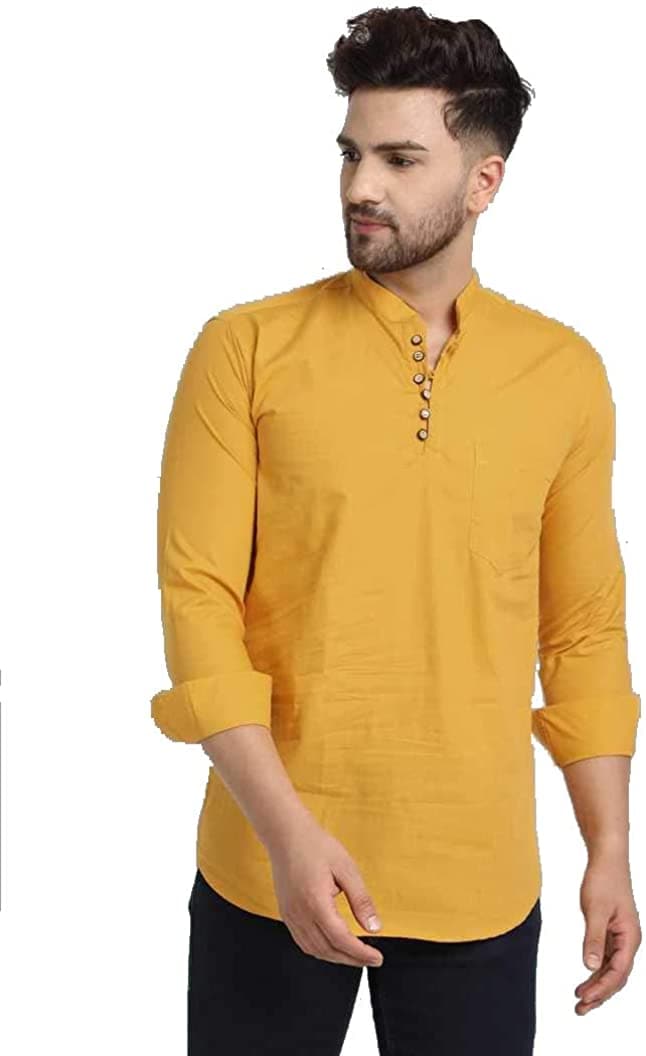 Mandarin Collar Cotton Slim Fit Straight Short Kurta