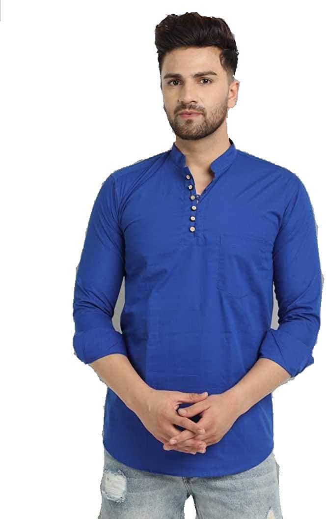 Mandarin Collar Cotton Slim Fit Straight Short Kurta