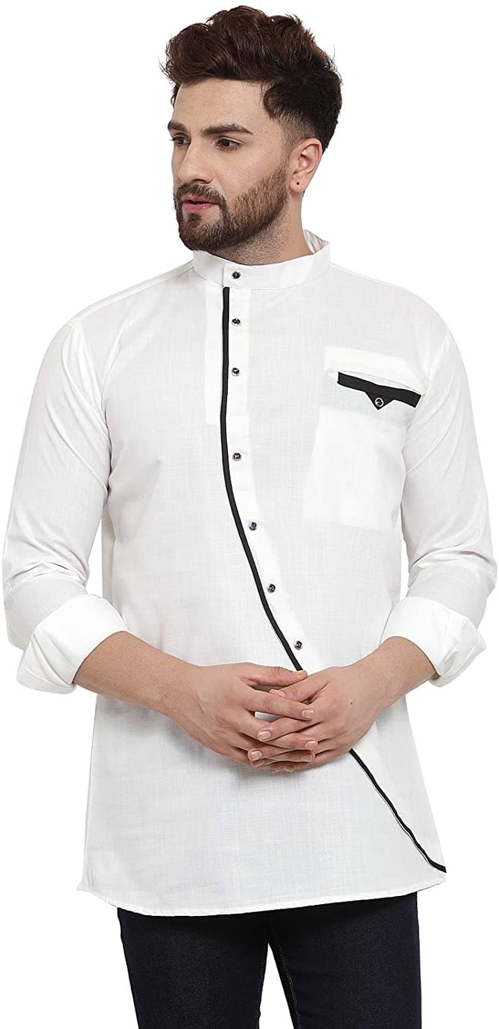 Ankle Length Collar Neck Cotton Blend Short Kurta
