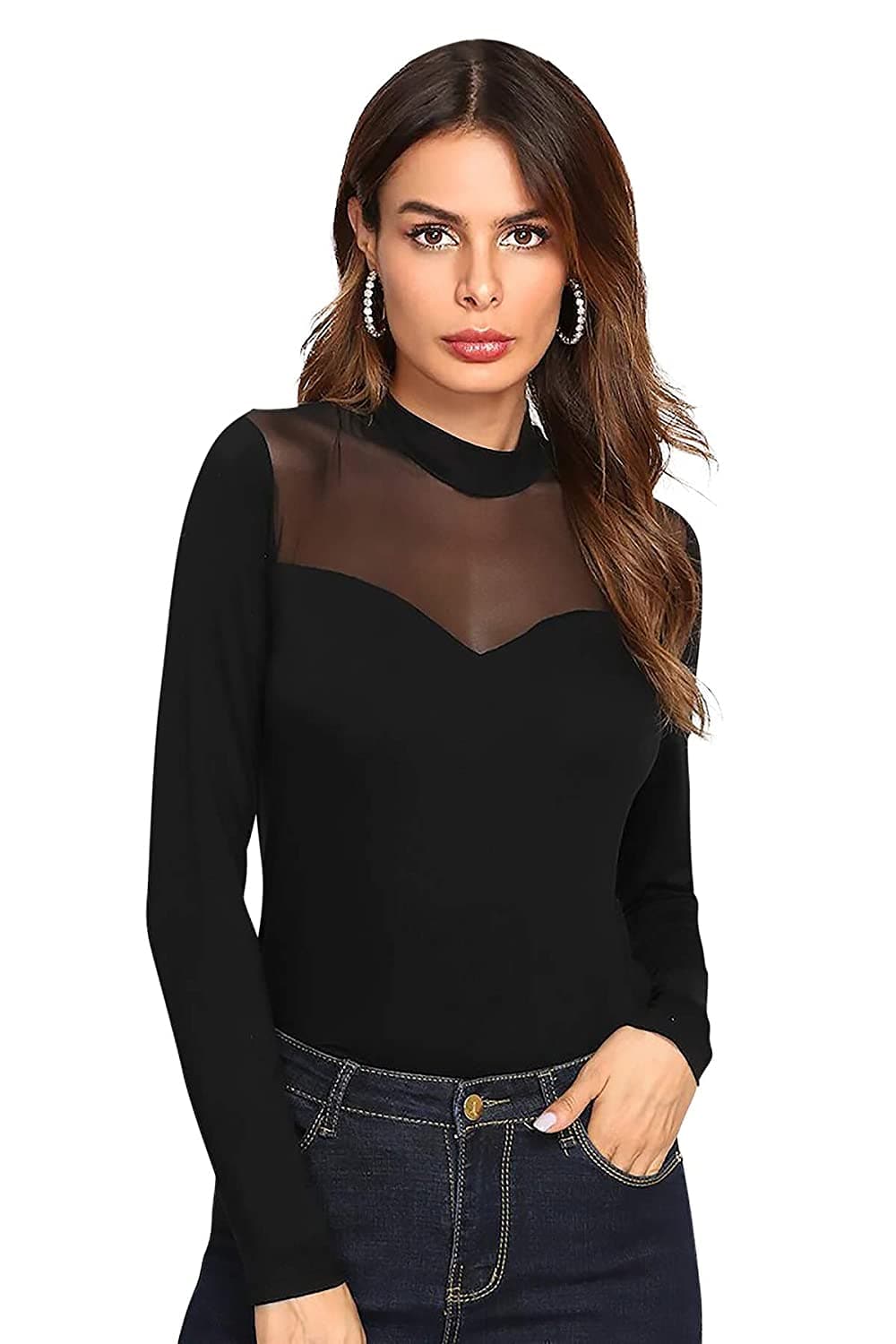 Black Long Sleeve Slim Fit Top