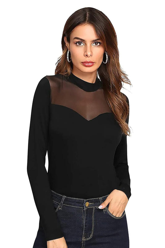 Black Long Sleeve Slim Fit Top