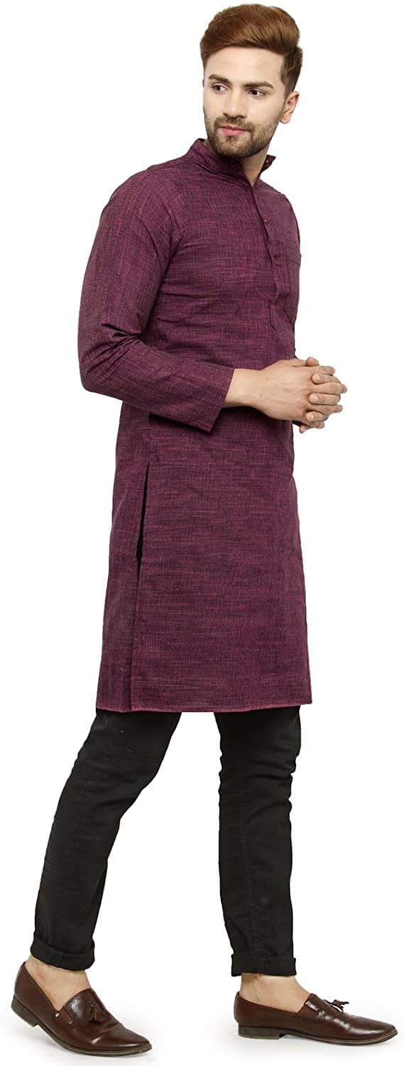 Three Quarter Sleeve Knee Length Cotton Regular Kurta