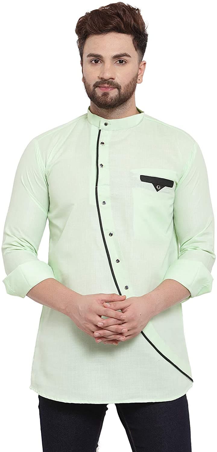 Ankle Length Collar Neck Cotton Blend Short Kurta