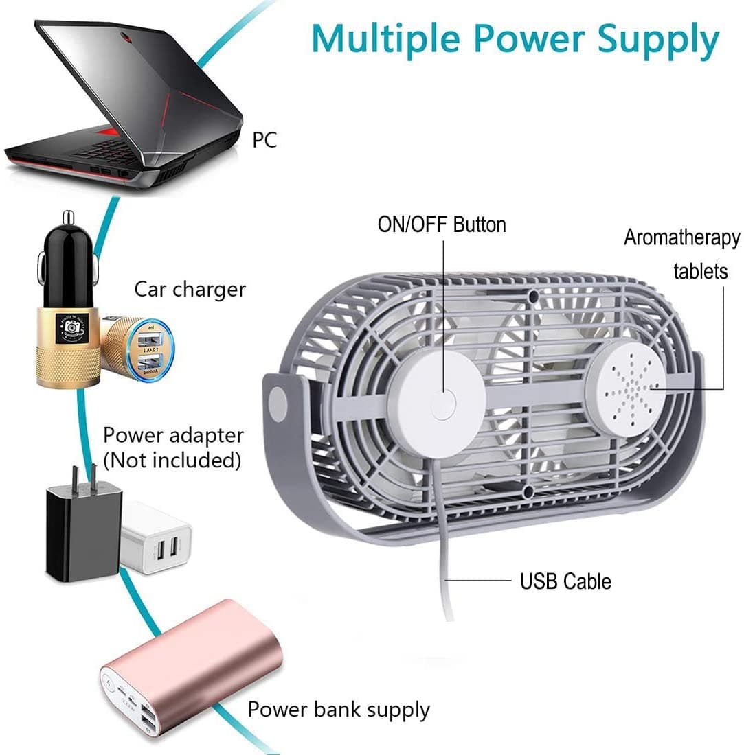 Mini USB Desk Fan with Double Fan Blade