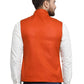 Orange Cotton-Blended Indian Traditional Nehru Jacket Ethnic Waistcoat