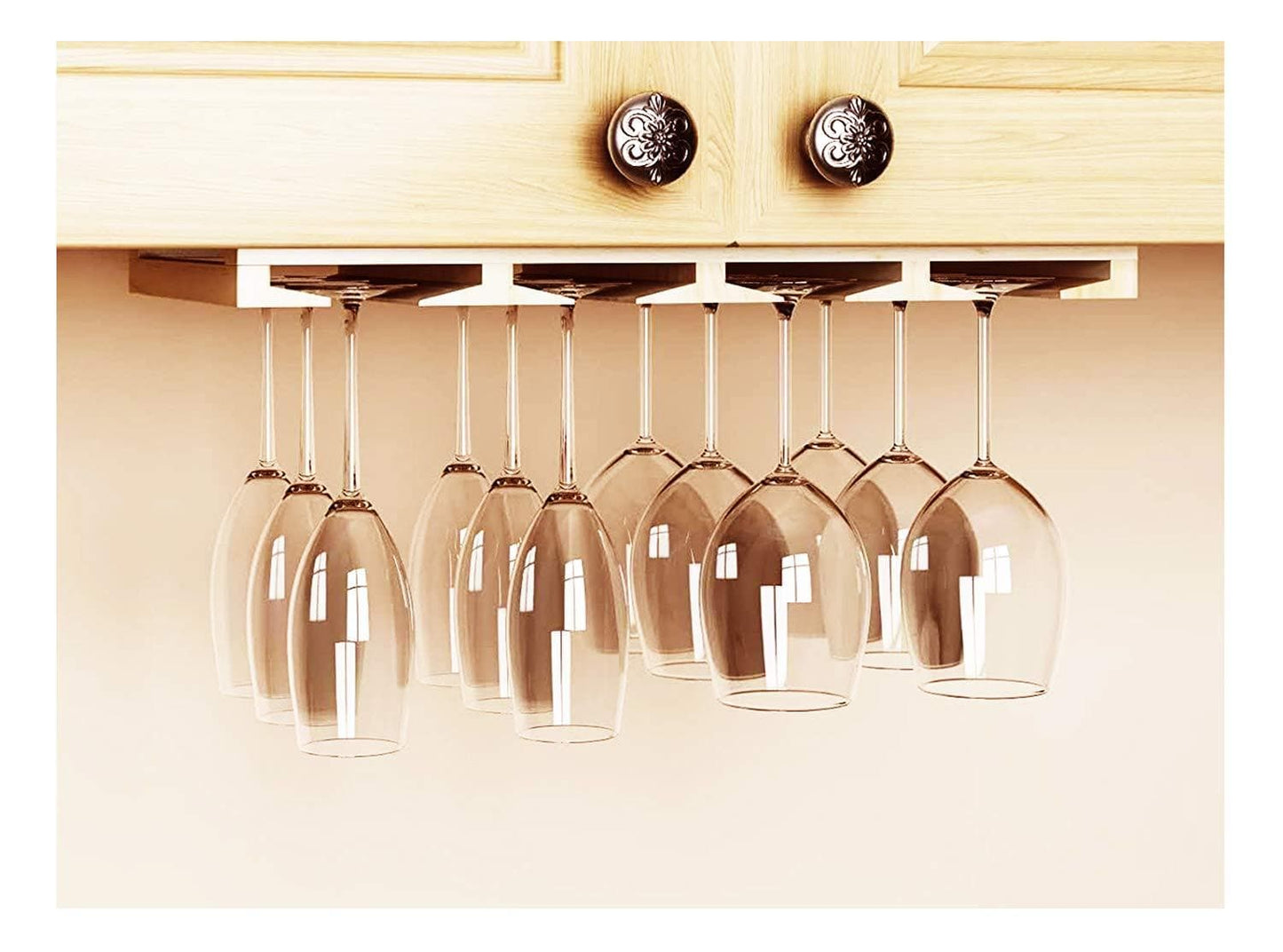 Under Cabinet Wine Glass Holder Rack Bar Shelf for 12 Glasses