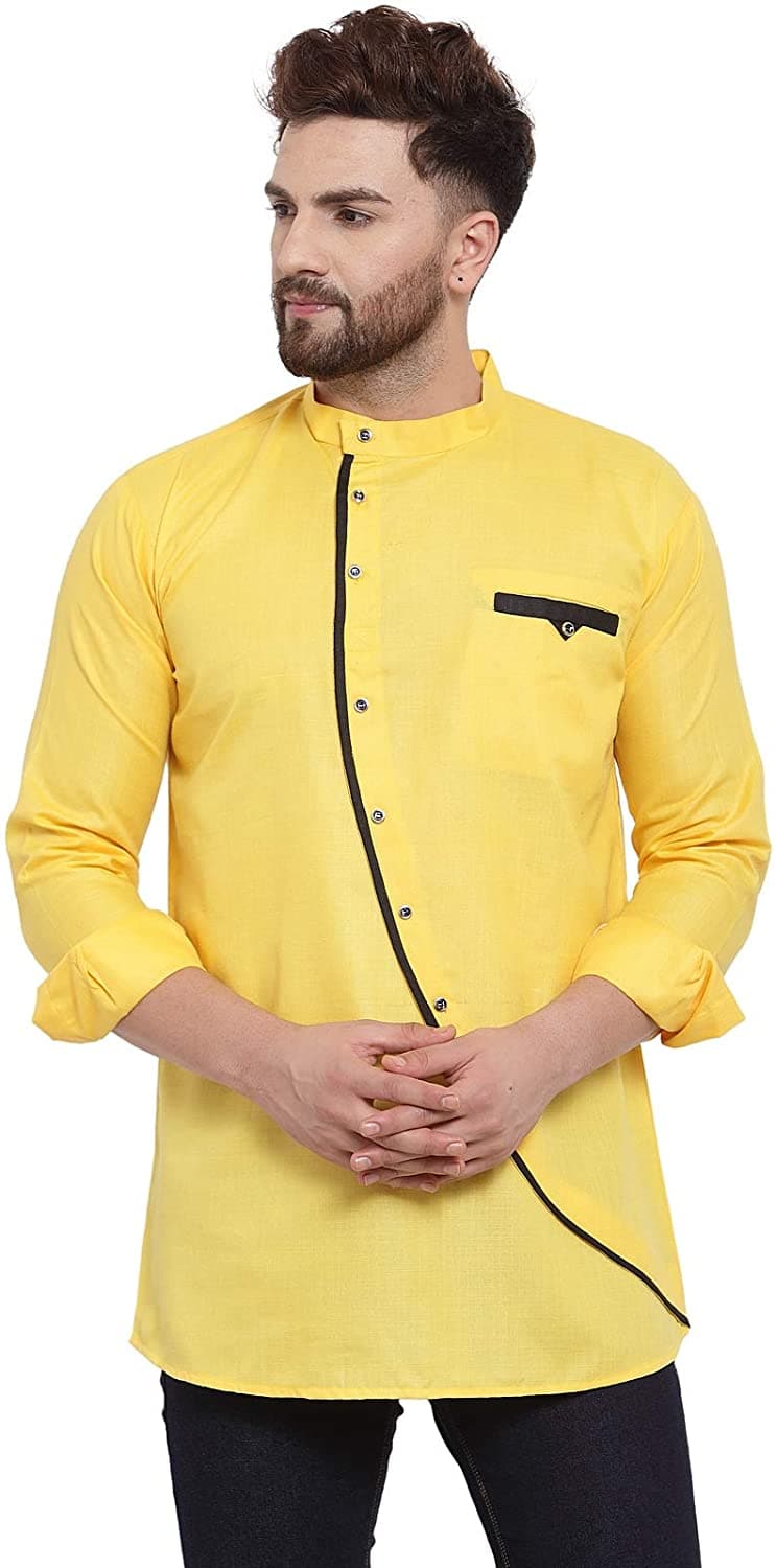 Ankle Length Collar Neck Cotton Blend Short Kurta