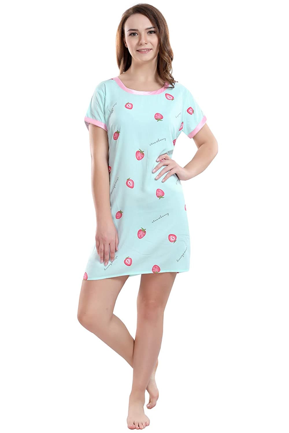 Women T-shirt style short Printed Night Suit
