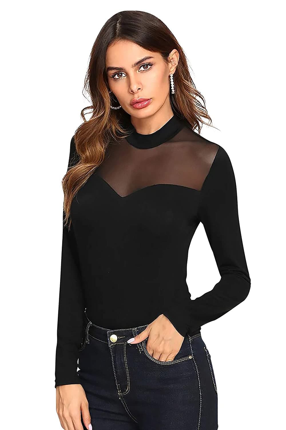 Black Long Sleeve Slim Fit Top