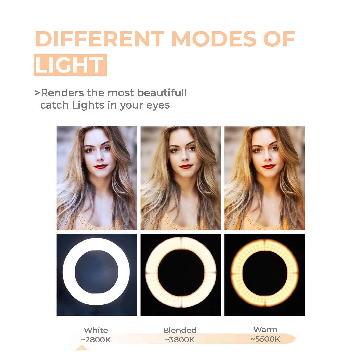 Portable LED Ring Light with 3 Color Modes Dimmable Lighting Compatible with iPhone/Android Phones and Cameras