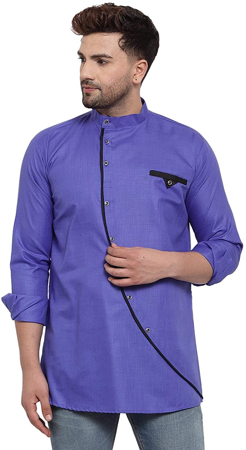 Ankle Length Collar Neck Cotton Blend Short Kurta