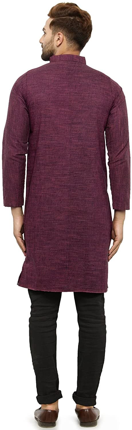 Three Quarter Sleeve Knee Length Cotton Regular Kurta