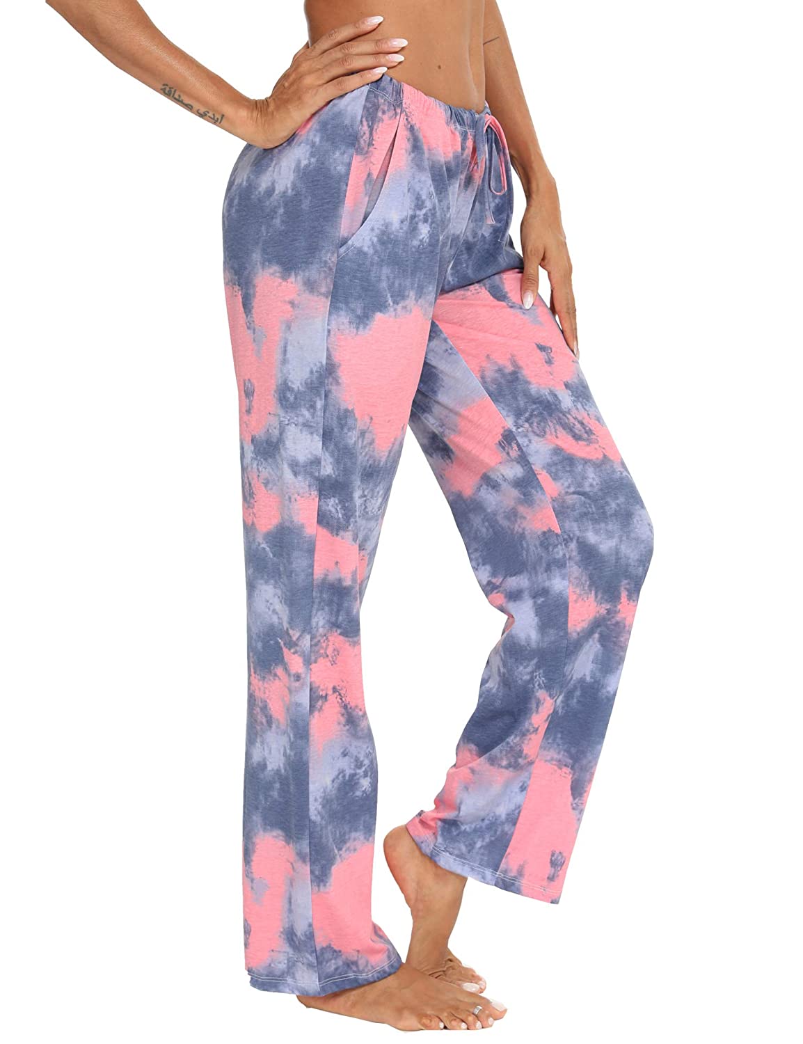 iniber Women's Comfy Stretch Tie Dye Lounge Pants Wide Leg Casual Drawstring  Pajamas with Laundry Bag - Yahoo Shopping