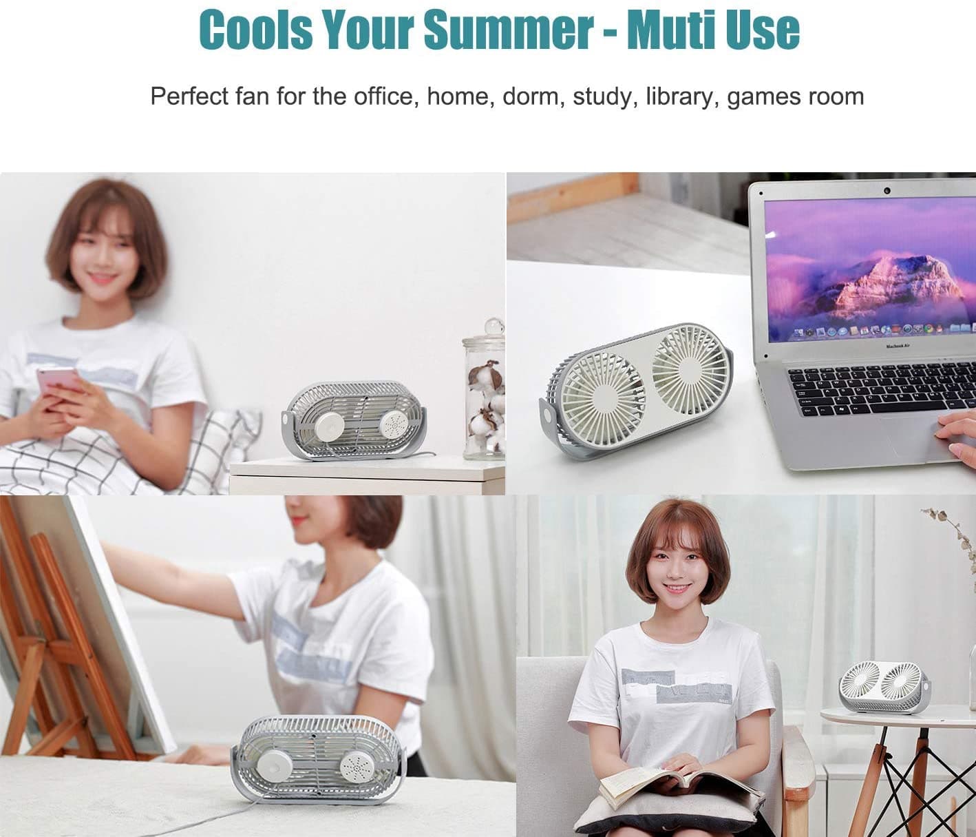 Mini USB Desk Fan with Double Fan Blade