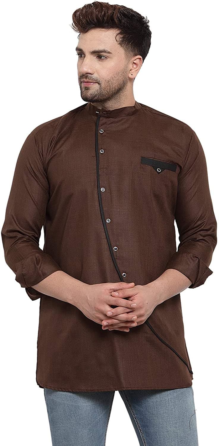 Ankle Length Collar Neck Cotton Blend Short Kurta