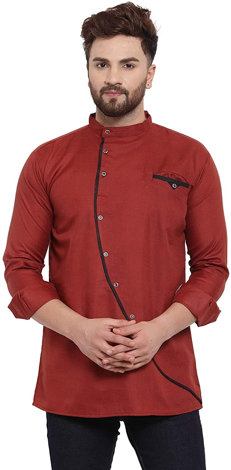 Ankle Length Collar Neck Cotton Blend Short Kurta