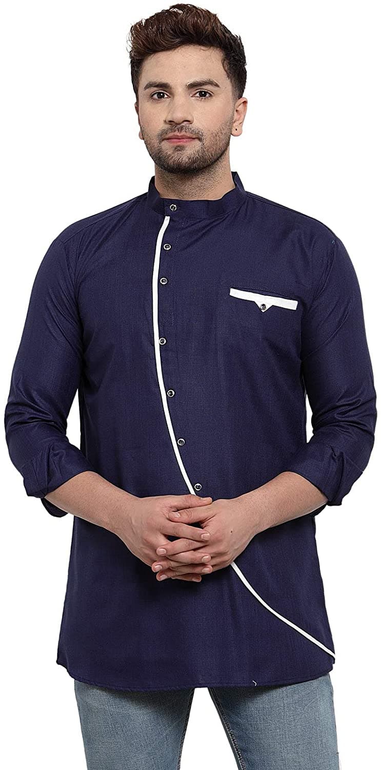 Ankle Length Collar Neck Cotton Blend Short Kurta
