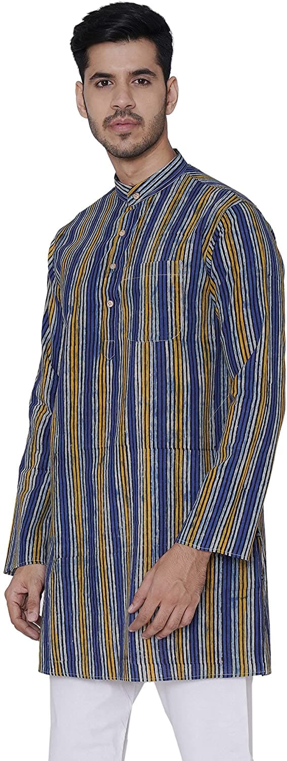 Full Sleeve Striped Jaipur Cotton Long Kurta